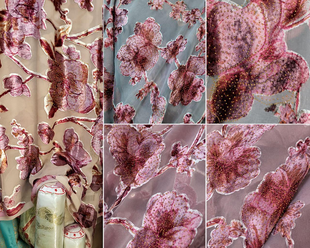 Silk Velvet Tlija Fabric Tlija Mobra Printed by Yard For Caftans, Takchitas Bridal & Traditional Fashion